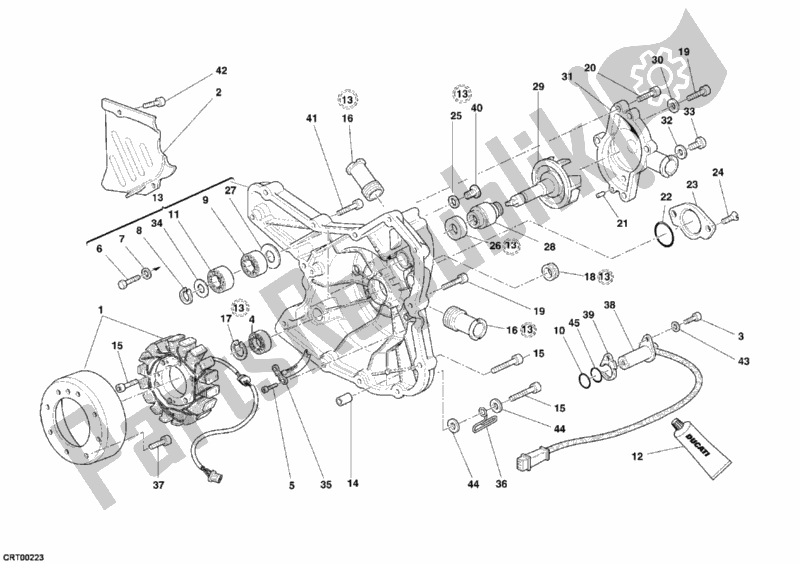 Alle onderdelen voor de Generatorafdekking - Waterpomp van de Ducati Superbike 999 USA 2005